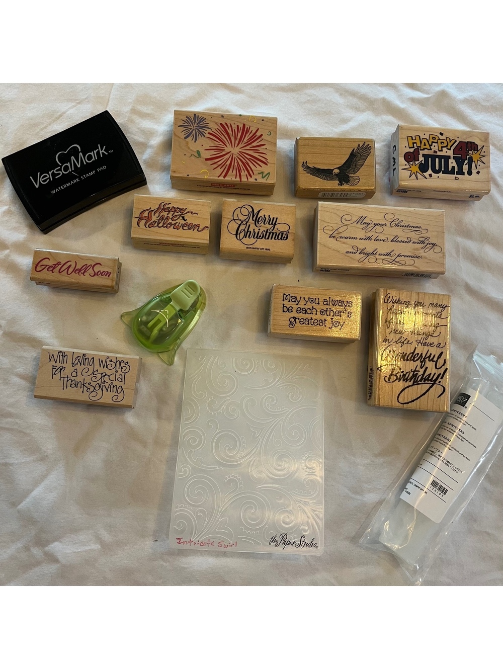 Crafting Lot Stampin Up Wood Rubber Stamps VersaMark Ink Paper Studio Spritzers